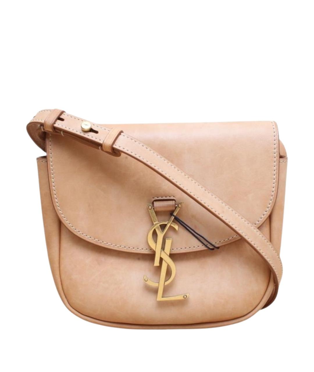 SAINT LAURENT Бежевая кожаная сумка через плечо, фото 1