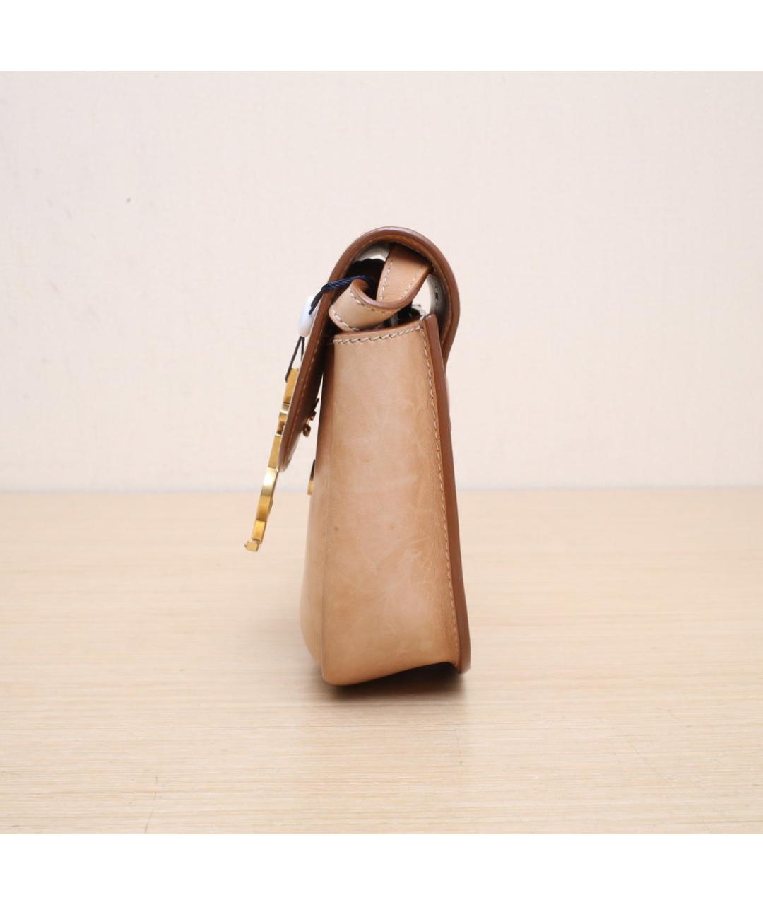 SAINT LAURENT Бежевая кожаная сумка через плечо, фото 4