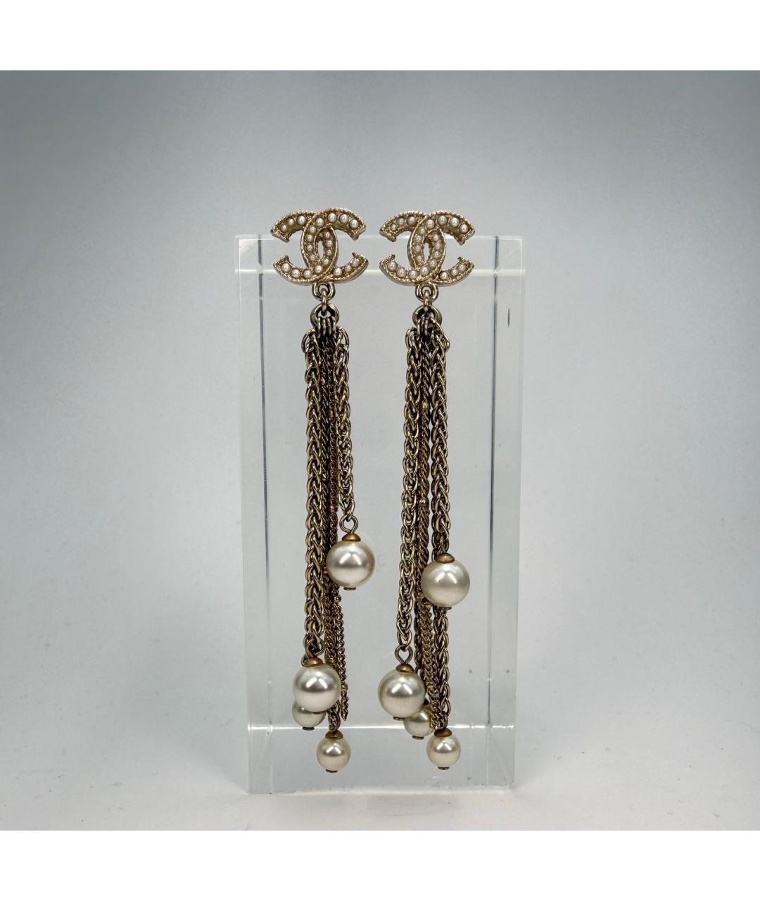 CHANEL Золотые металлические серьги, фото 2