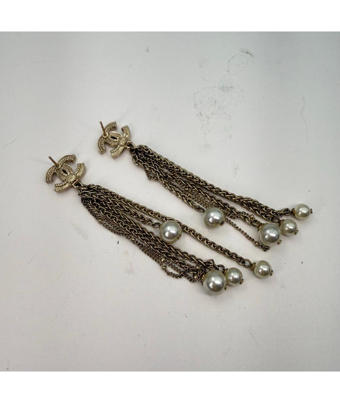 CHANEL Золотые металлические серьги, фото 4