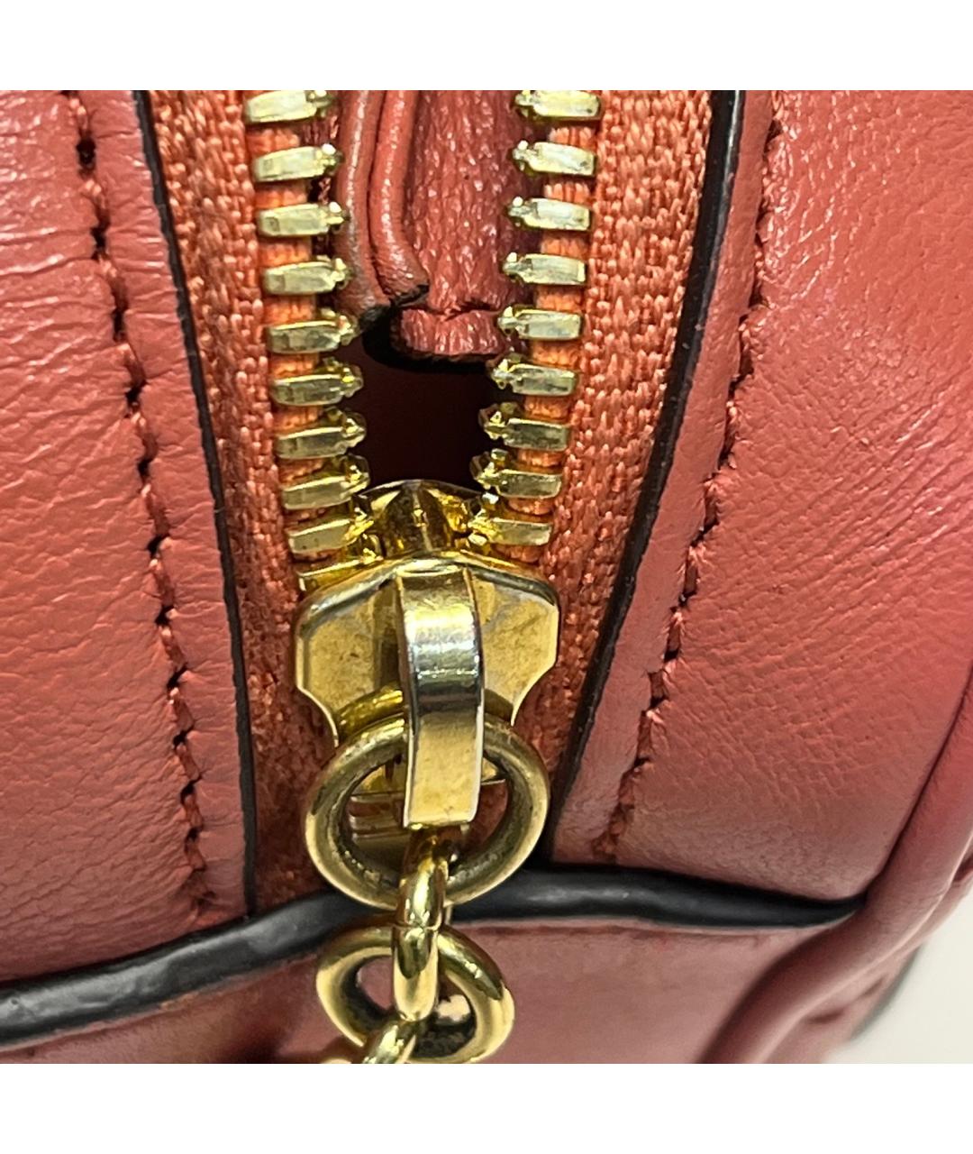 GUCCI Коралловая кожаная сумка с короткими ручками, фото 9