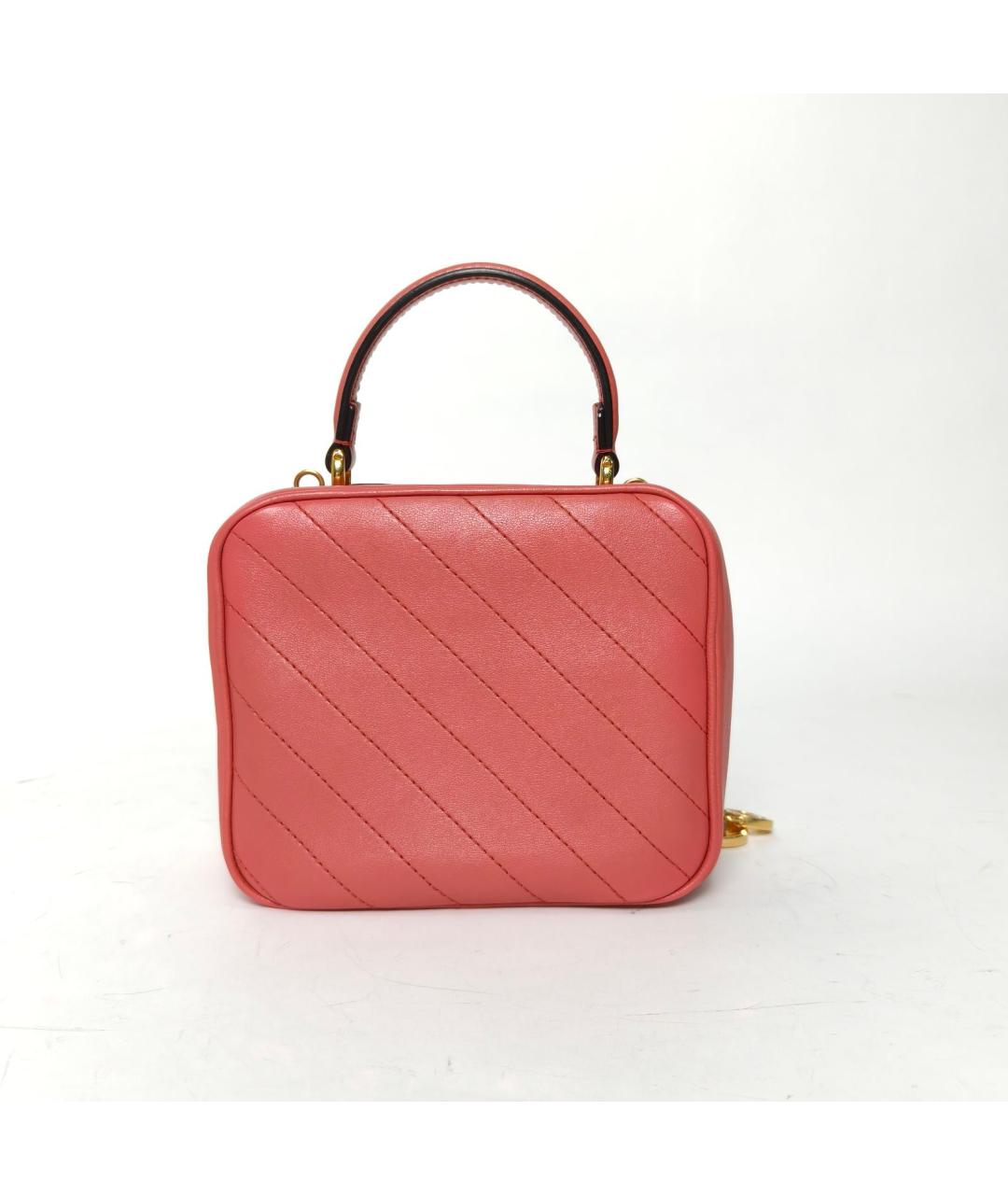GUCCI Коралловая кожаная сумка с короткими ручками, фото 4