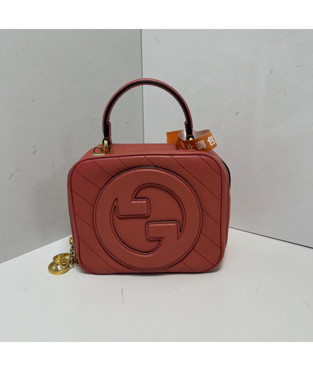 GUCCI Коралловая кожаная сумка с короткими ручками, фото 8