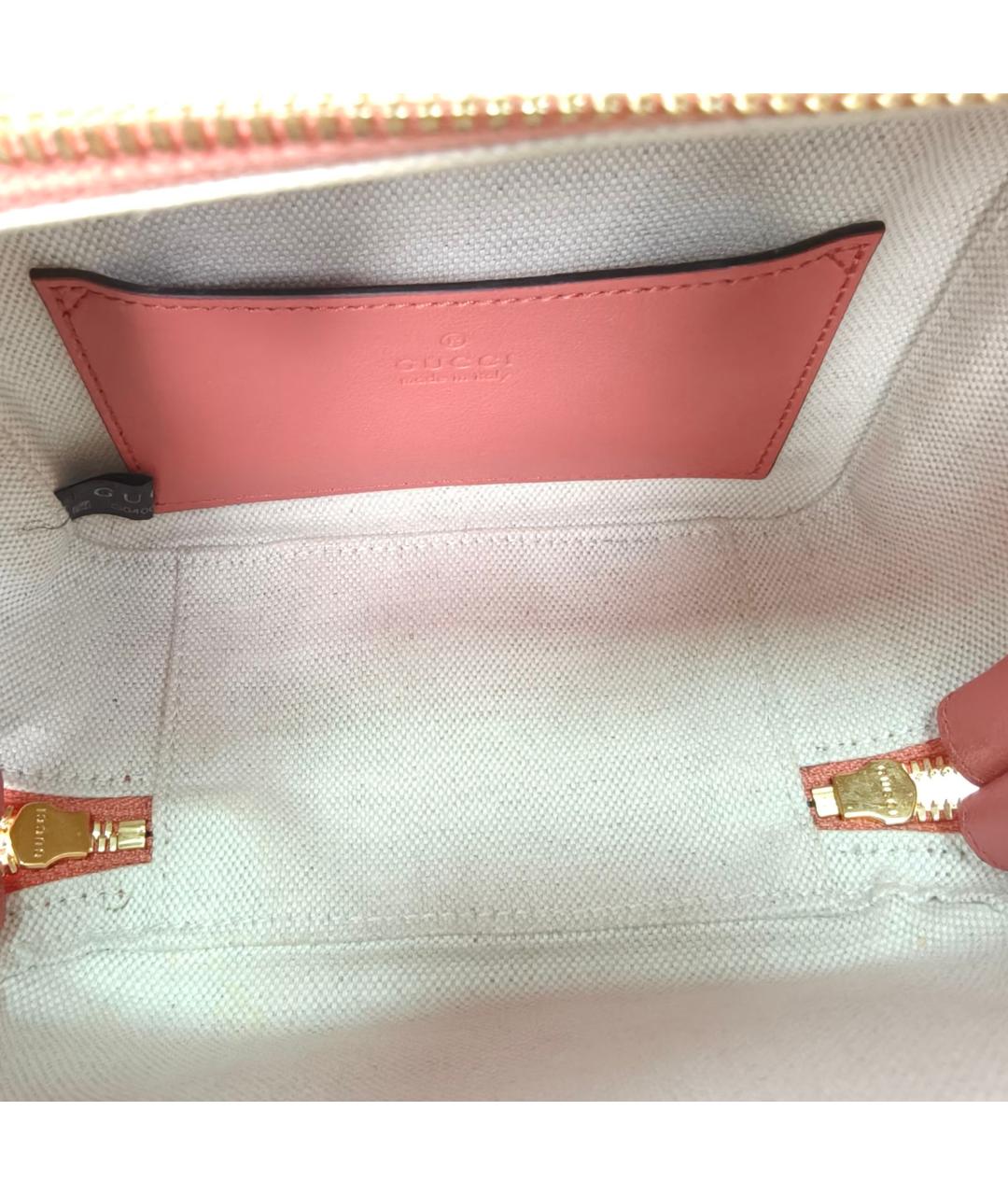 GUCCI Коралловая кожаная сумка с короткими ручками, фото 7