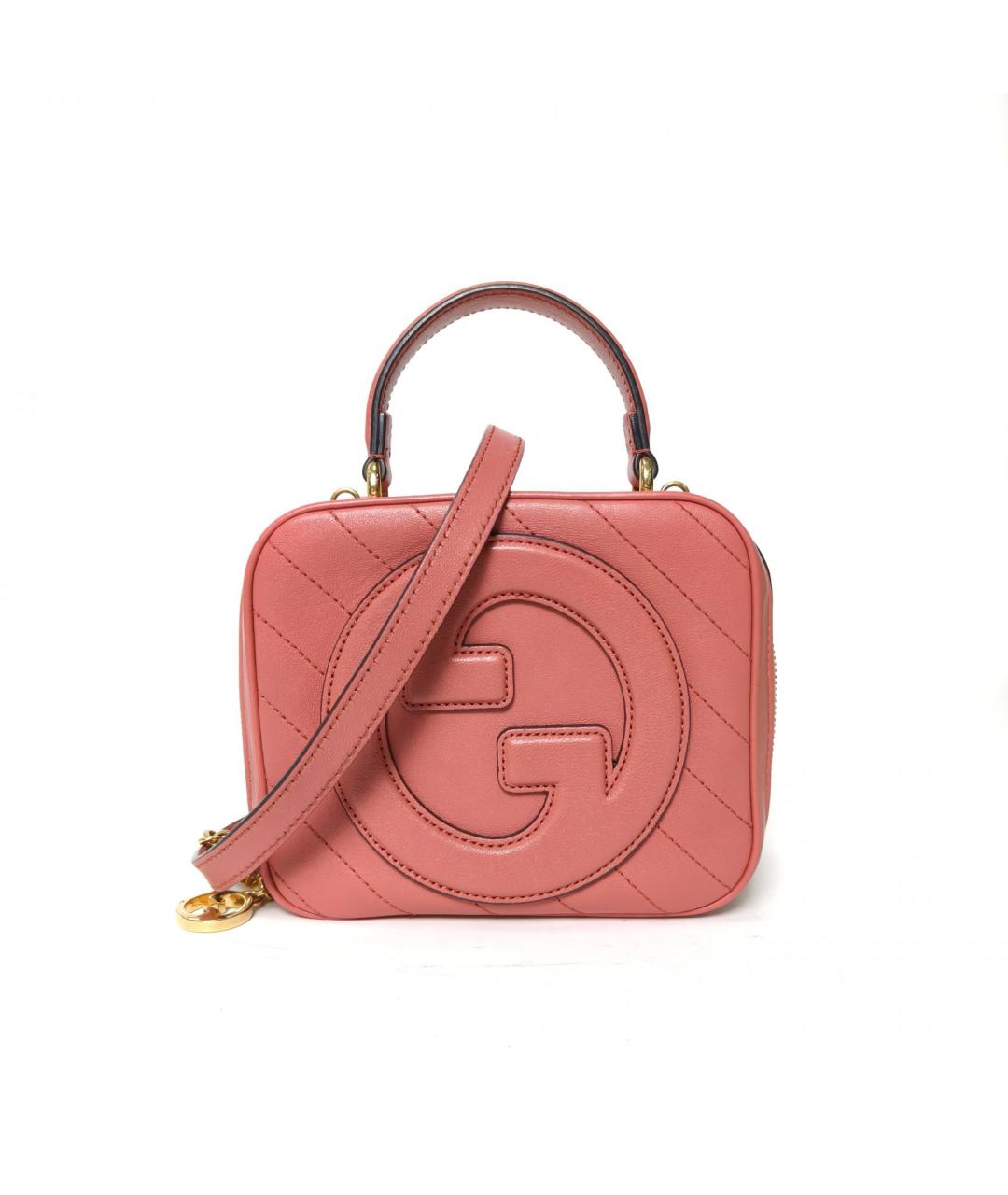 GUCCI Коралловая кожаная сумка с короткими ручками, фото 2