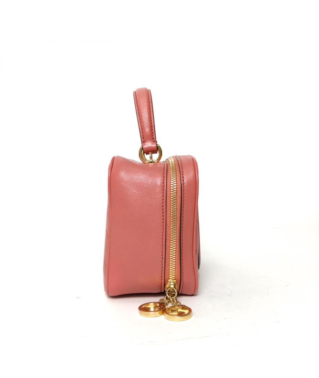 GUCCI Коралловая кожаная сумка с короткими ручками, фото 5