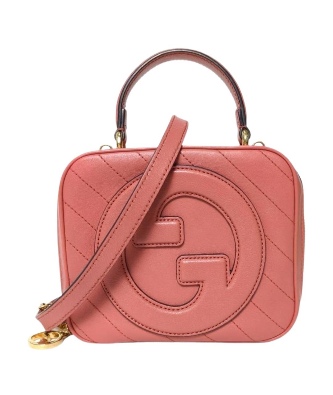 GUCCI Коралловая кожаная сумка с короткими ручками, фото 1