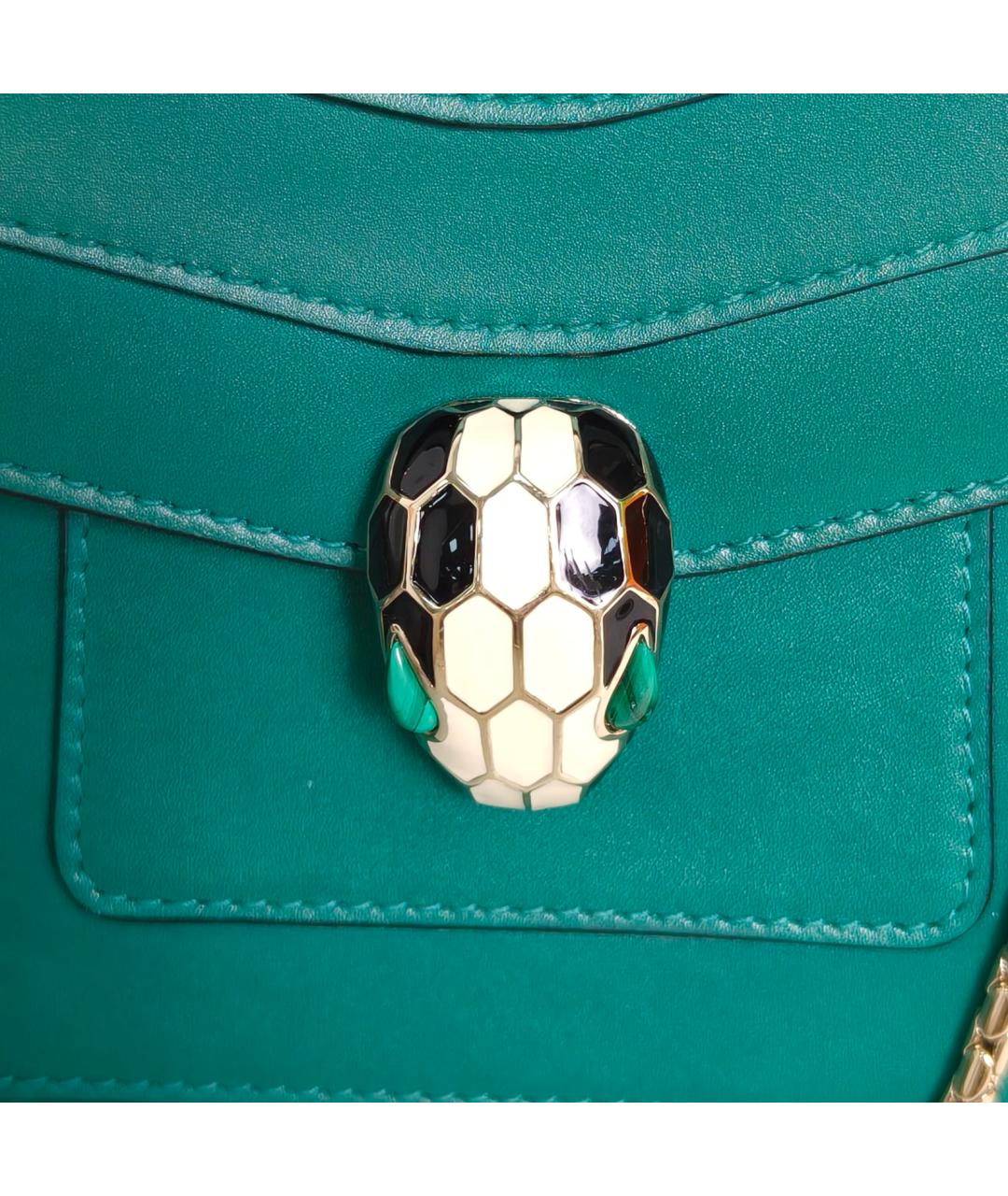 BVLGARI Зеленая кожаная сумка через плечо, фото 7