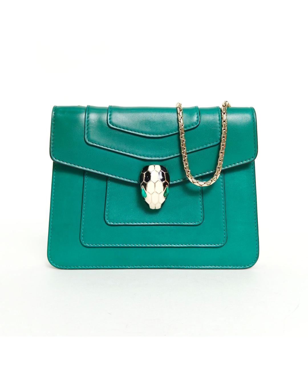 BVLGARI Зеленая кожаная сумка через плечо, фото 2