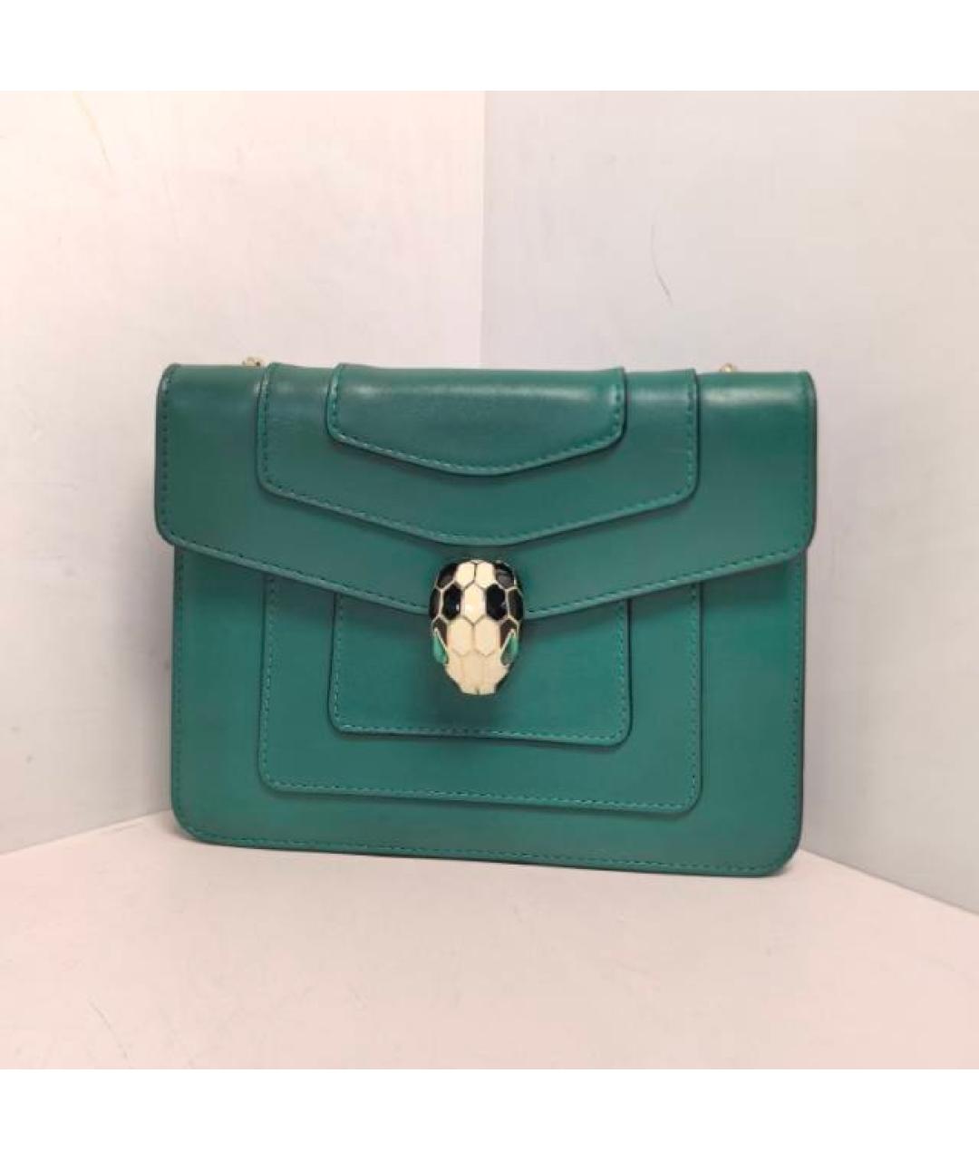 BVLGARI Зеленая кожаная сумка через плечо, фото 9