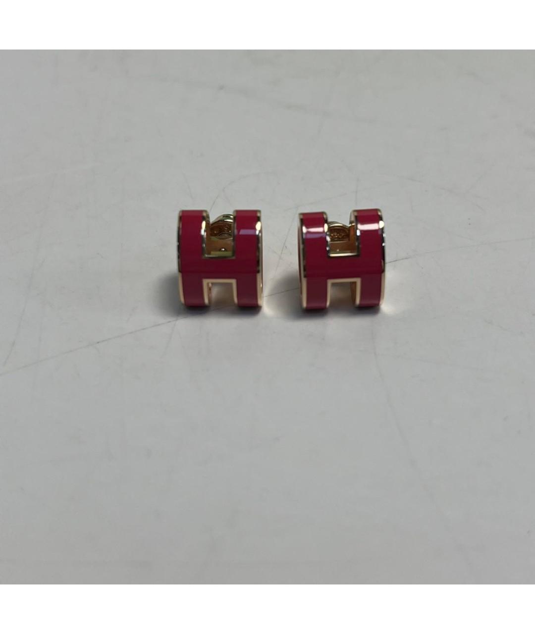 HERMES Красные металлические серьги, фото 7