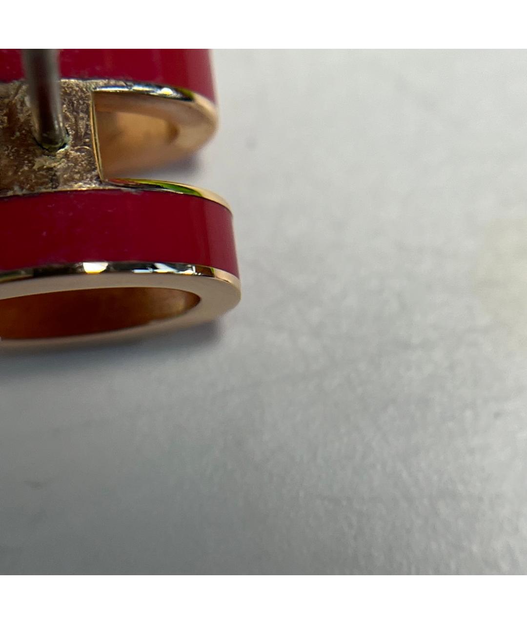 HERMES Красные металлические серьги, фото 8