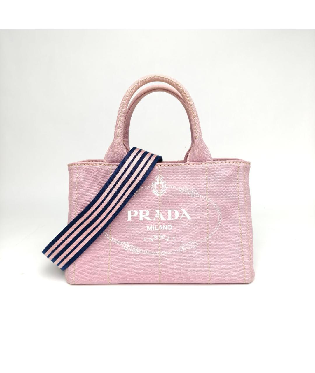 PRADA Розовая тканевая сумка с короткими ручками, фото 2