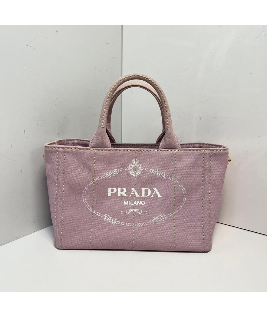PRADA Розовая тканевая сумка с короткими ручками, фото 8