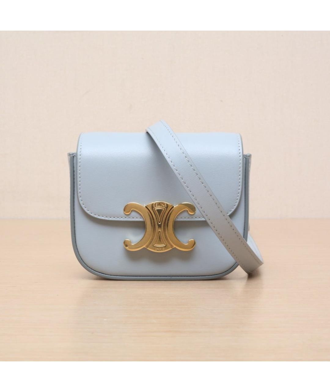 CELINE Голубая кожаная сумка через плечо, фото 3