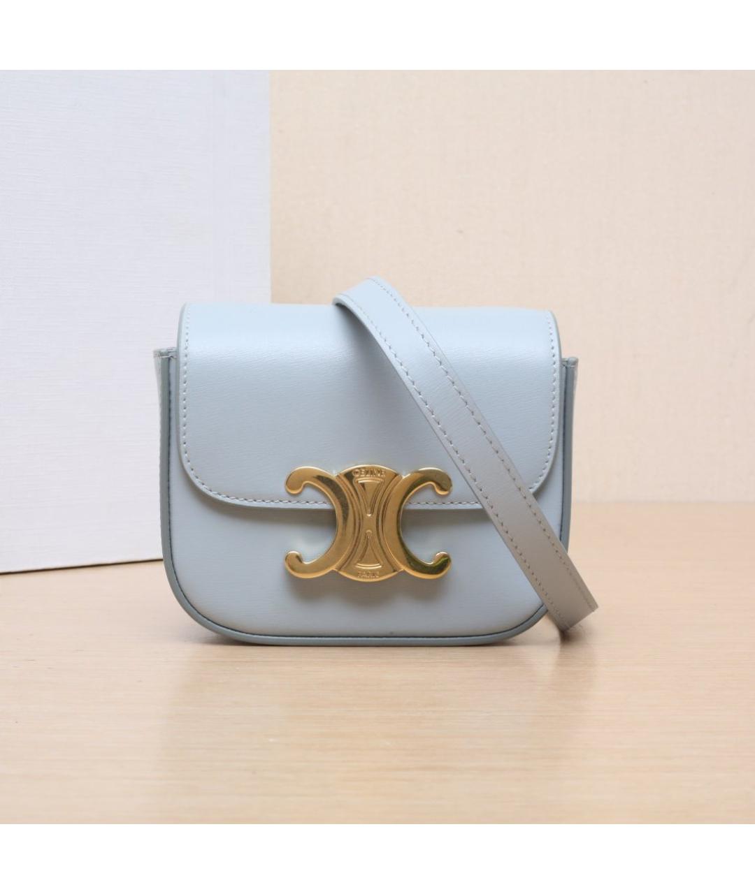 CELINE Голубая кожаная сумка через плечо, фото 2