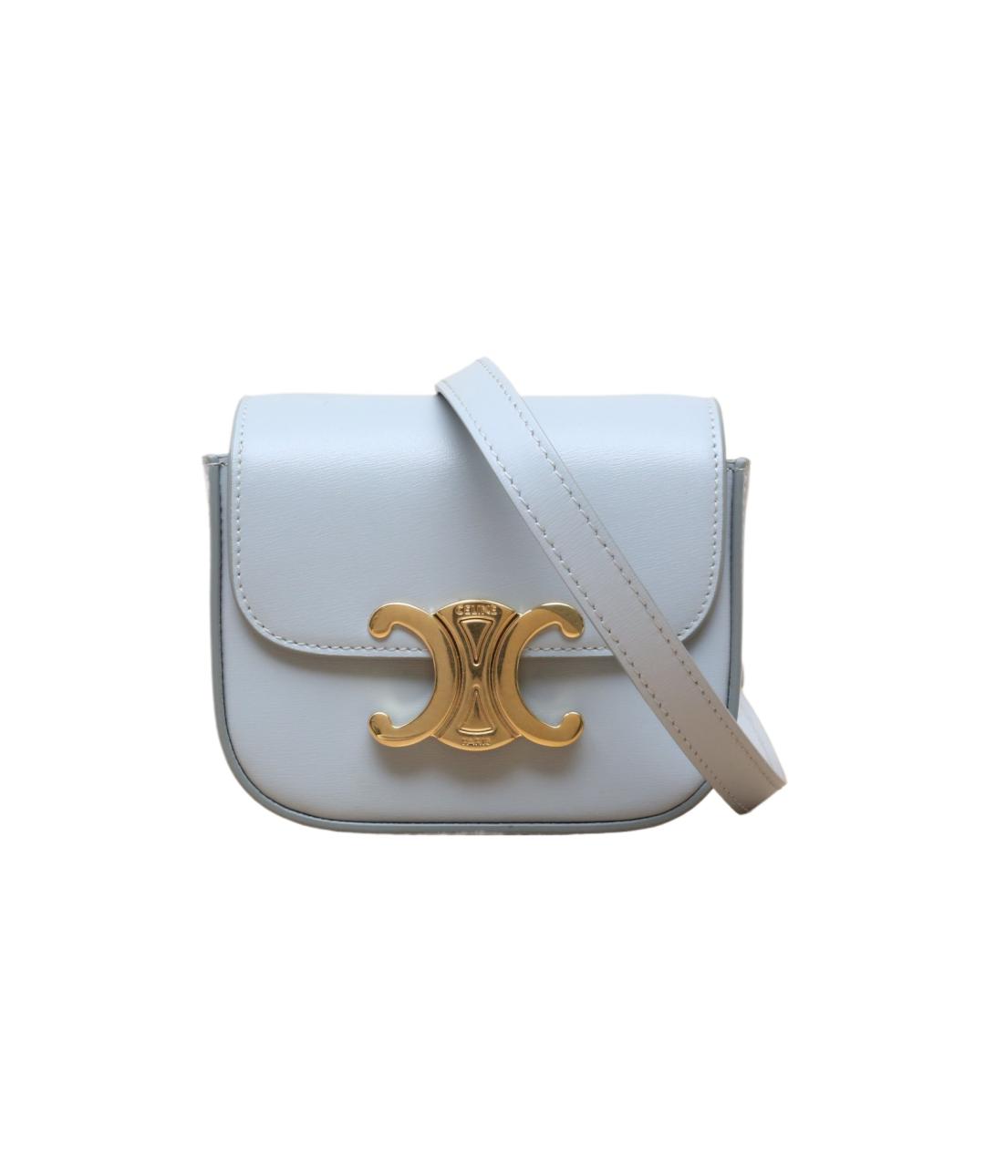 CELINE Голубая кожаная сумка через плечо, фото 10