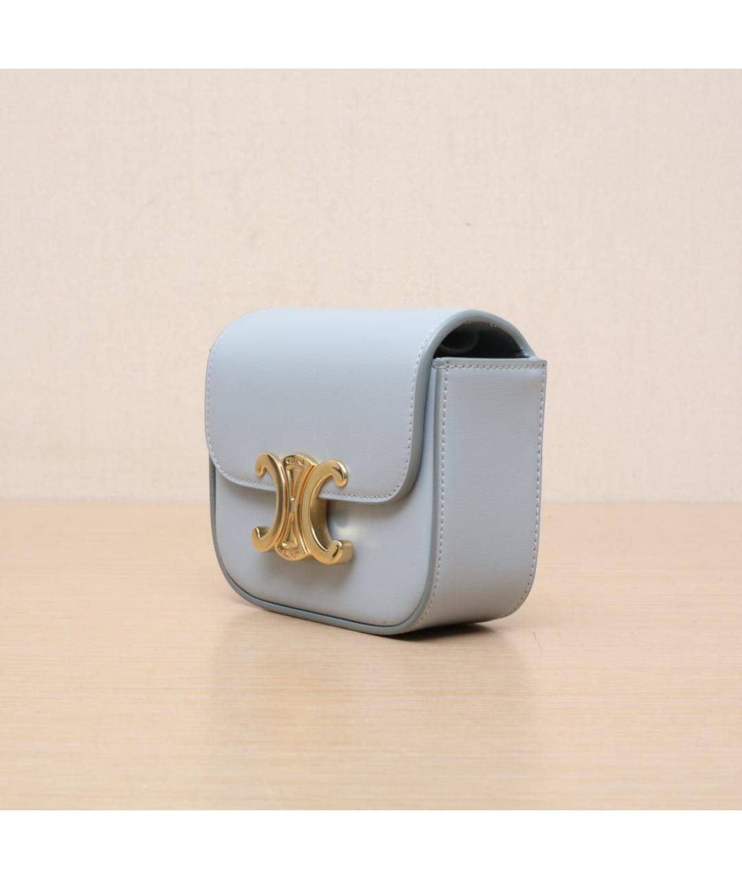 CELINE Голубая кожаная сумка через плечо, фото 4