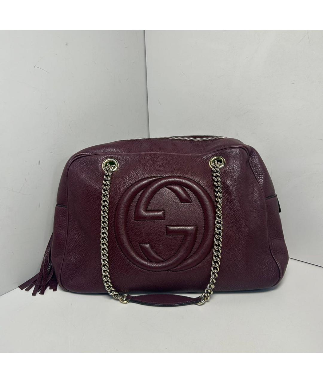 GUCCI Бордовая кожаная сумка через плечо, фото 9