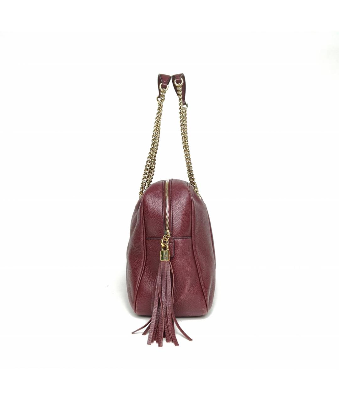 GUCCI Бордовая кожаная сумка через плечо, фото 5