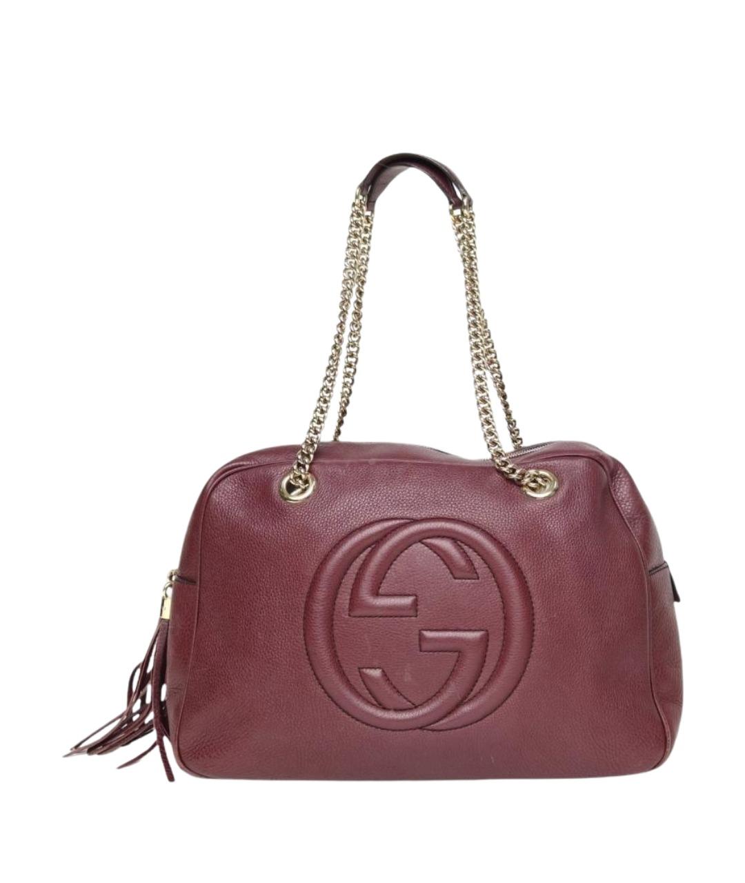 GUCCI Бордовая кожаная сумка через плечо, фото 1