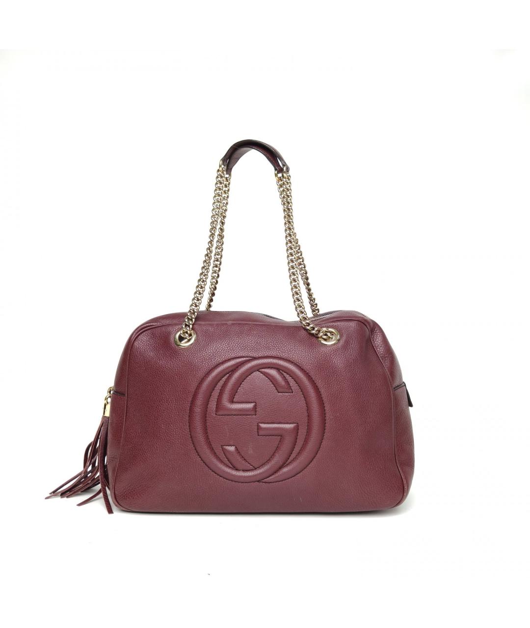 GUCCI Бордовая кожаная сумка через плечо, фото 2