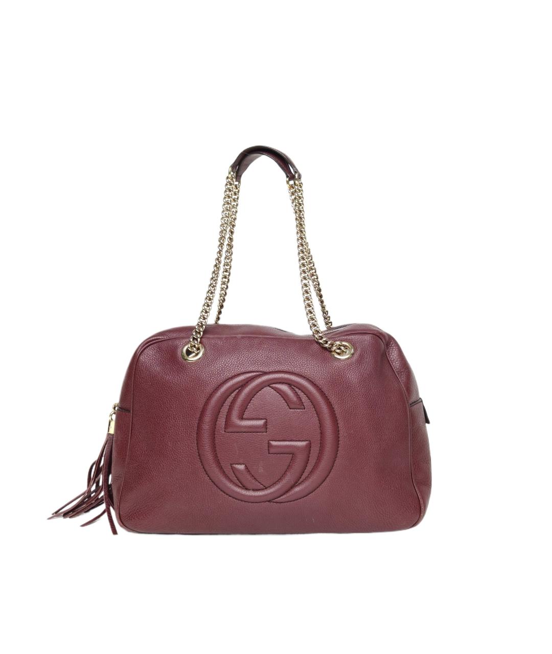 GUCCI Бордовая кожаная сумка через плечо, фото 10