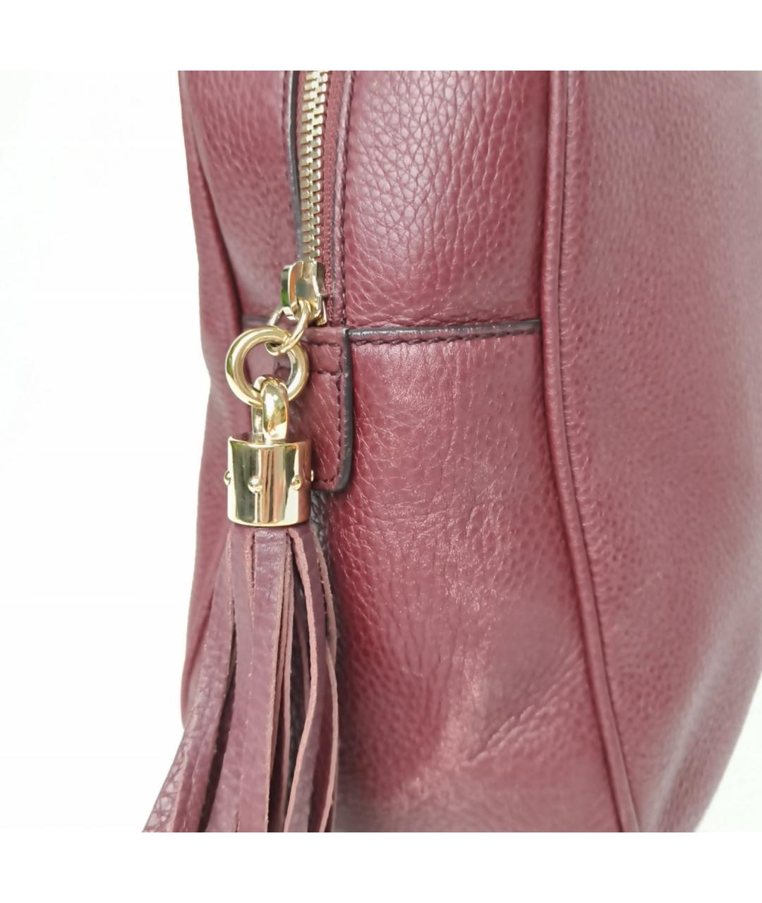 GUCCI Бордовая кожаная сумка через плечо, фото 6