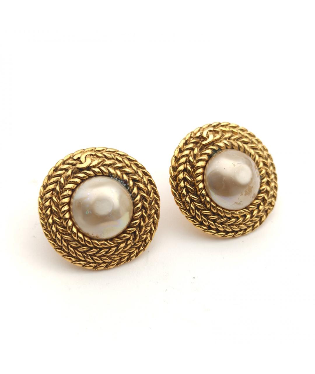 CHANEL Золотые металлические клипсы, фото 3