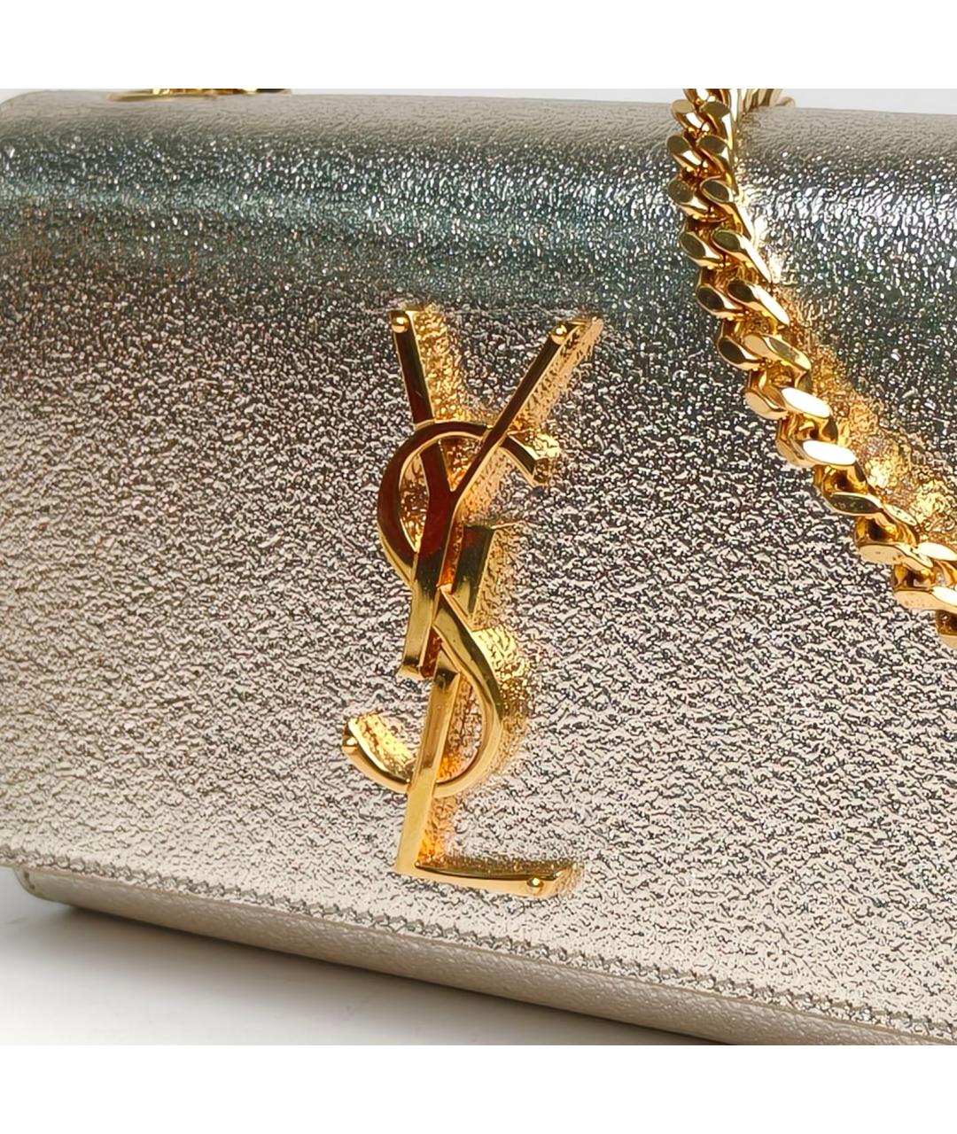 SAINT LAURENT Серебряная кожаная сумка через плечо, фото 7