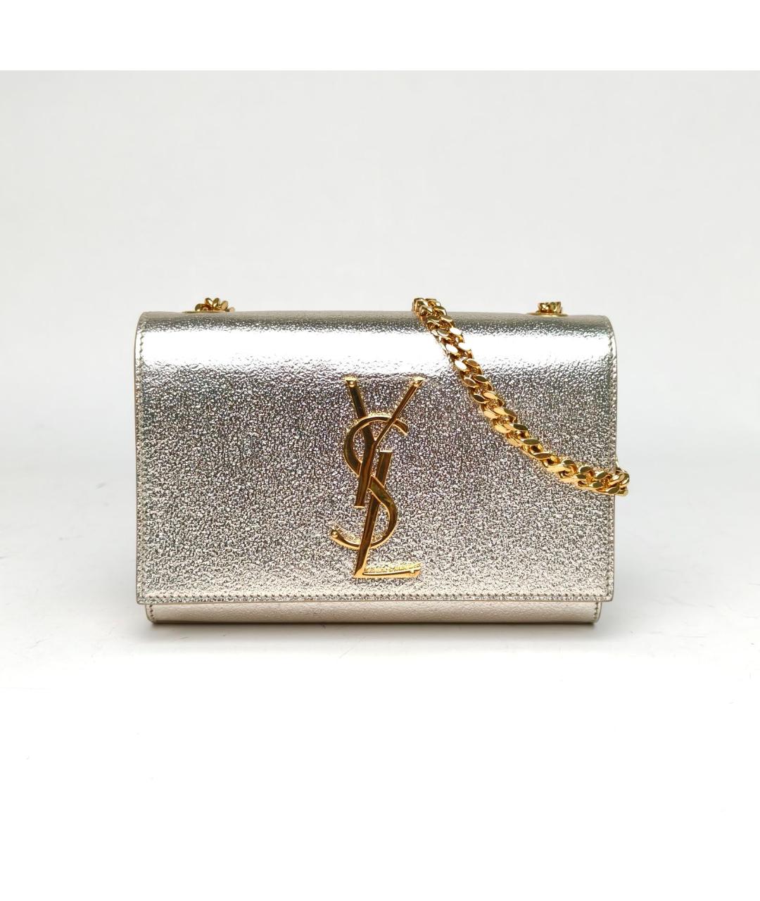 SAINT LAURENT Серебряная кожаная сумка через плечо, фото 2