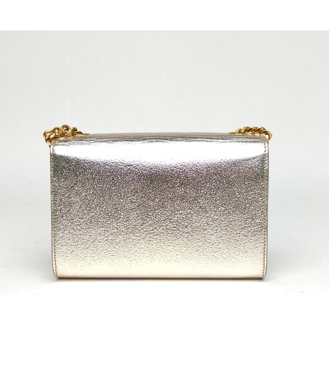 SAINT LAURENT Серебряная кожаная сумка через плечо, фото 4