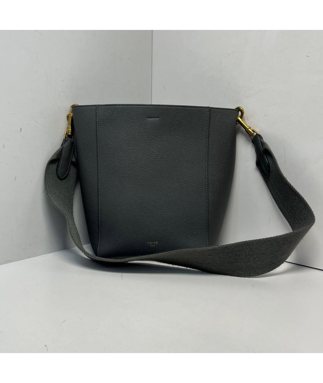 CELINE Серая кожаная сумка через плечо, фото 8