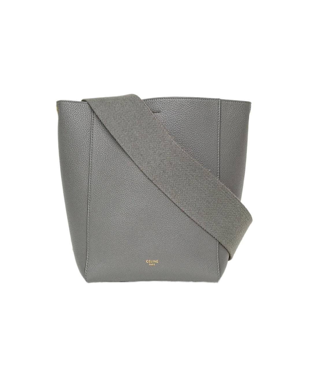 CELINE Серая кожаная сумка через плечо, фото 10