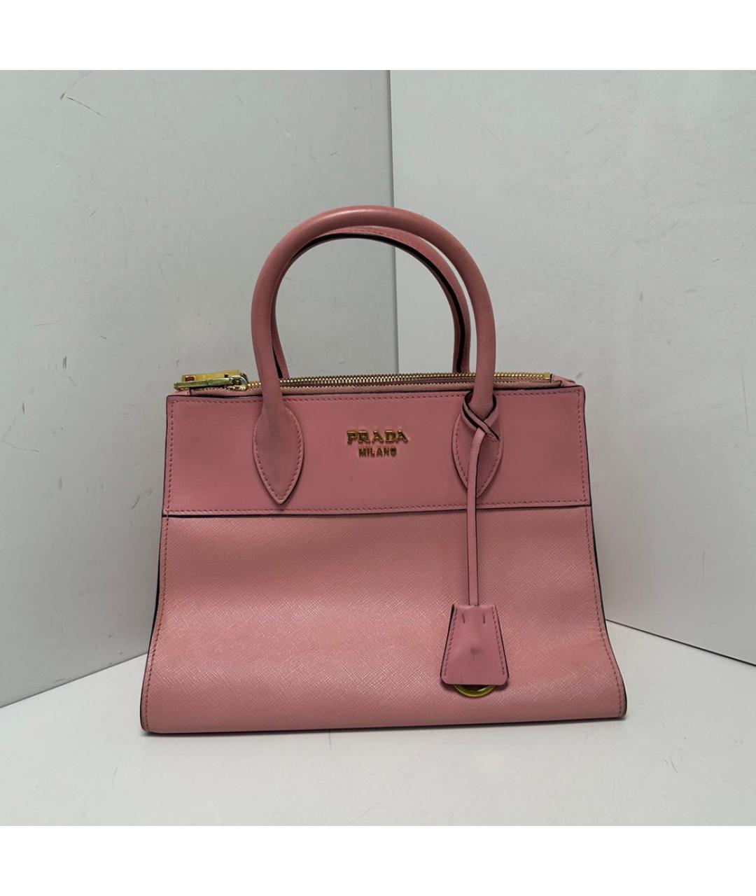 PRADA Розовая кожаная сумка с короткими ручками, фото 9