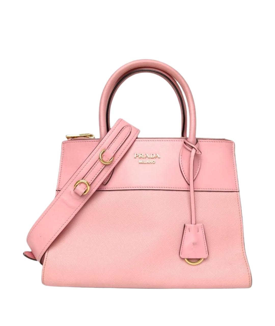 PRADA Розовая кожаная сумка с короткими ручками, фото 1