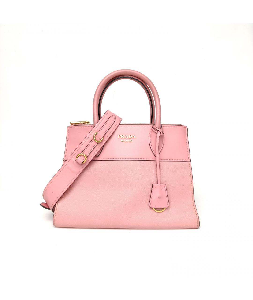 PRADA Розовая кожаная сумка с короткими ручками, фото 2