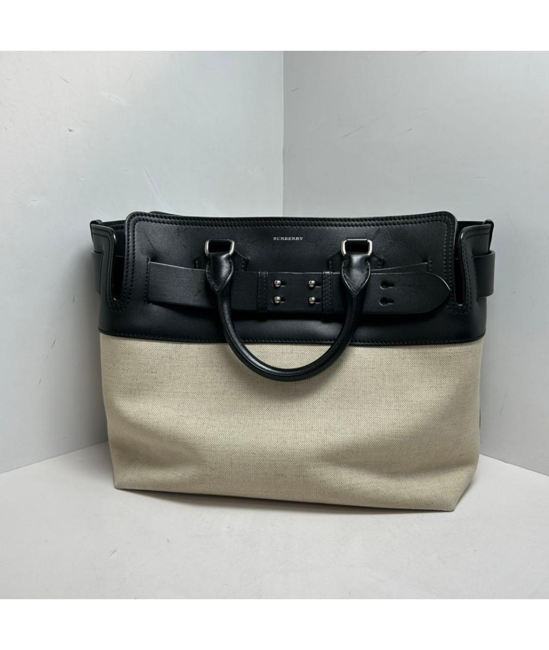 BURBERRY Бежевая тканевая сумка тоут, фото 9
