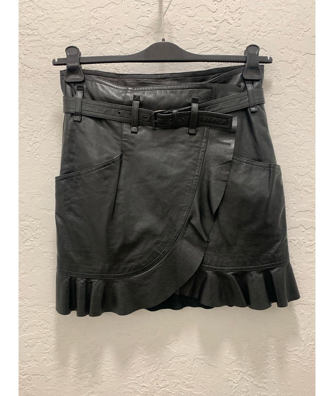 ISABEL MARANT Черная кожаная юбка мини, фото 2