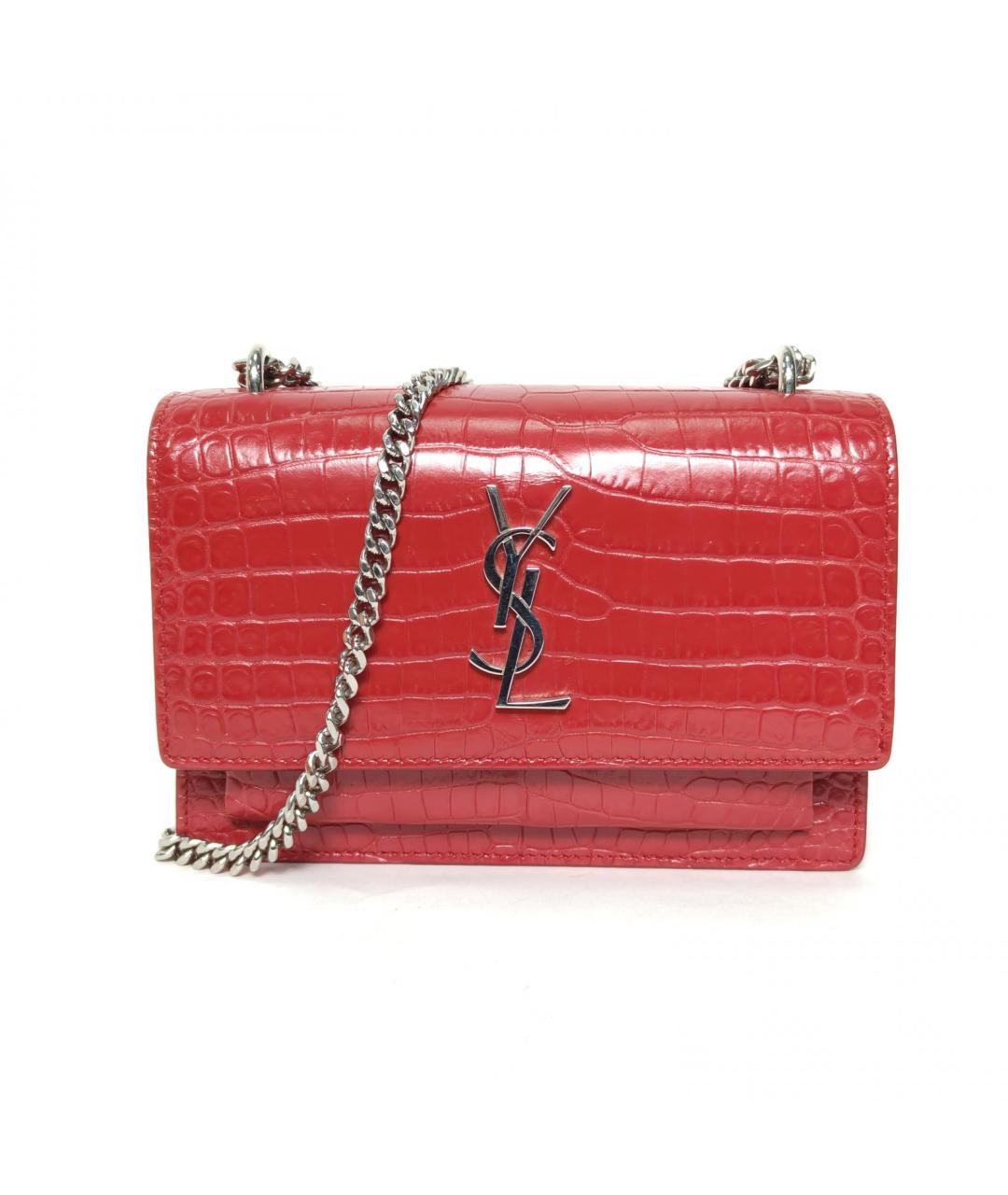 SAINT LAURENT Красная кожаная сумка через плечо, фото 2