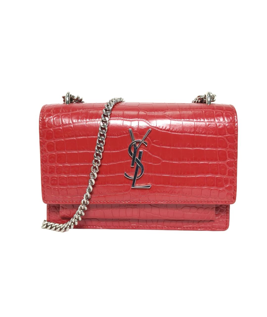 SAINT LAURENT Красная кожаная сумка через плечо, фото 1