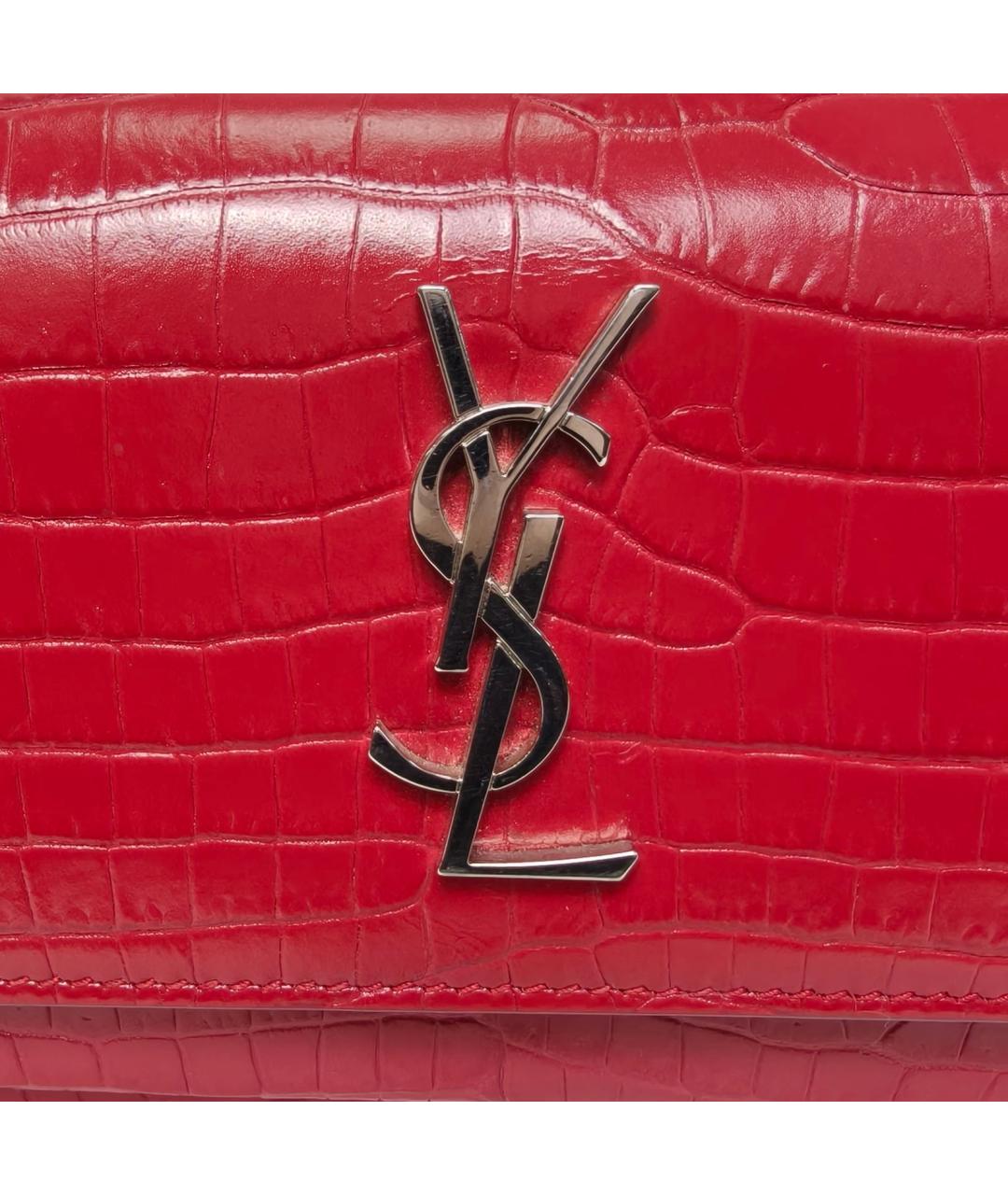 SAINT LAURENT Красная кожаная сумка через плечо, фото 7