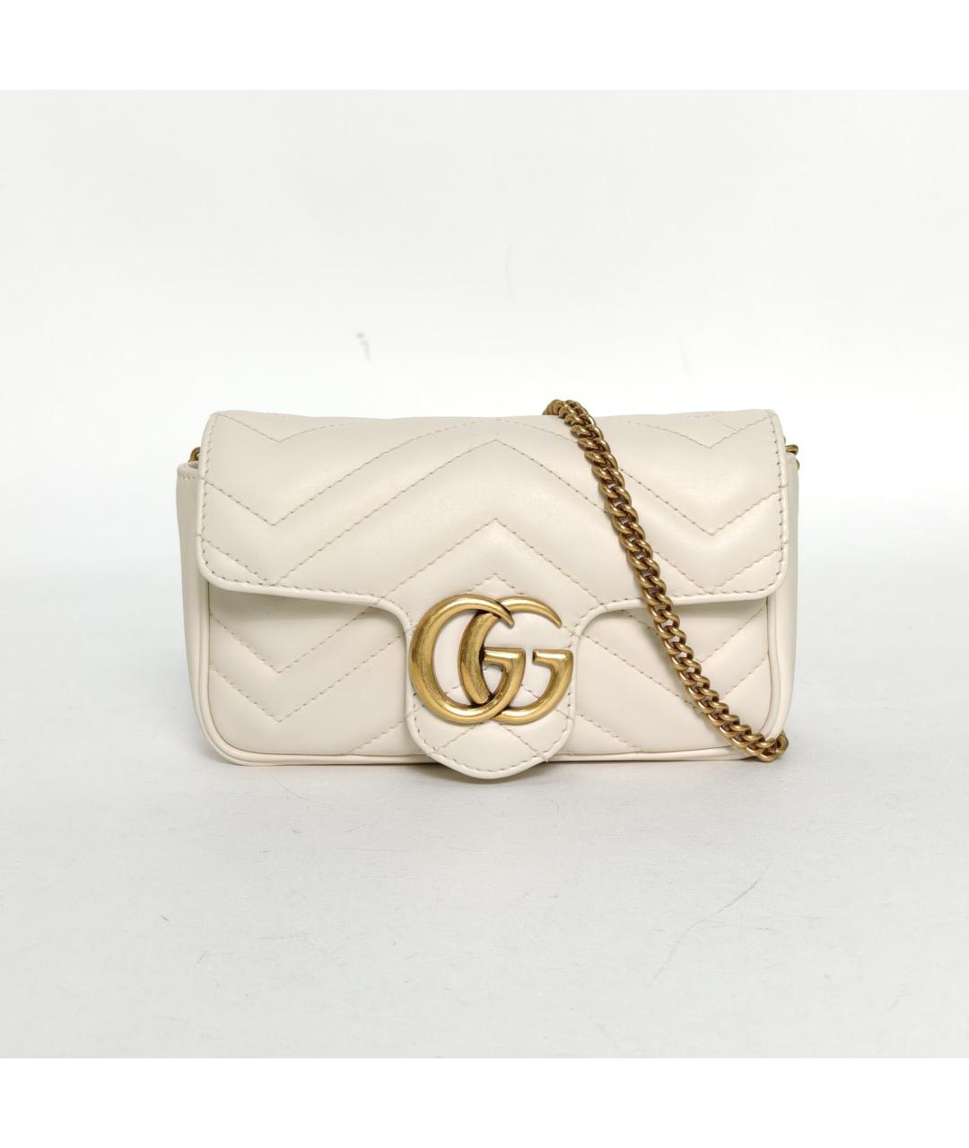 GUCCI Белая кожаная сумка через плечо, фото 2