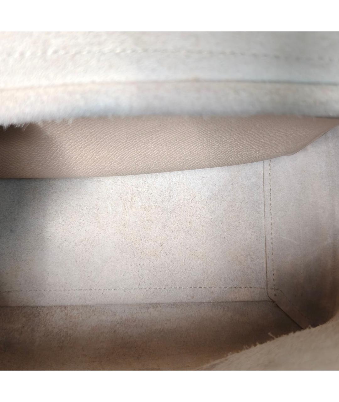 CELINE Бежевая кожаная сумка с короткими ручками, фото 7