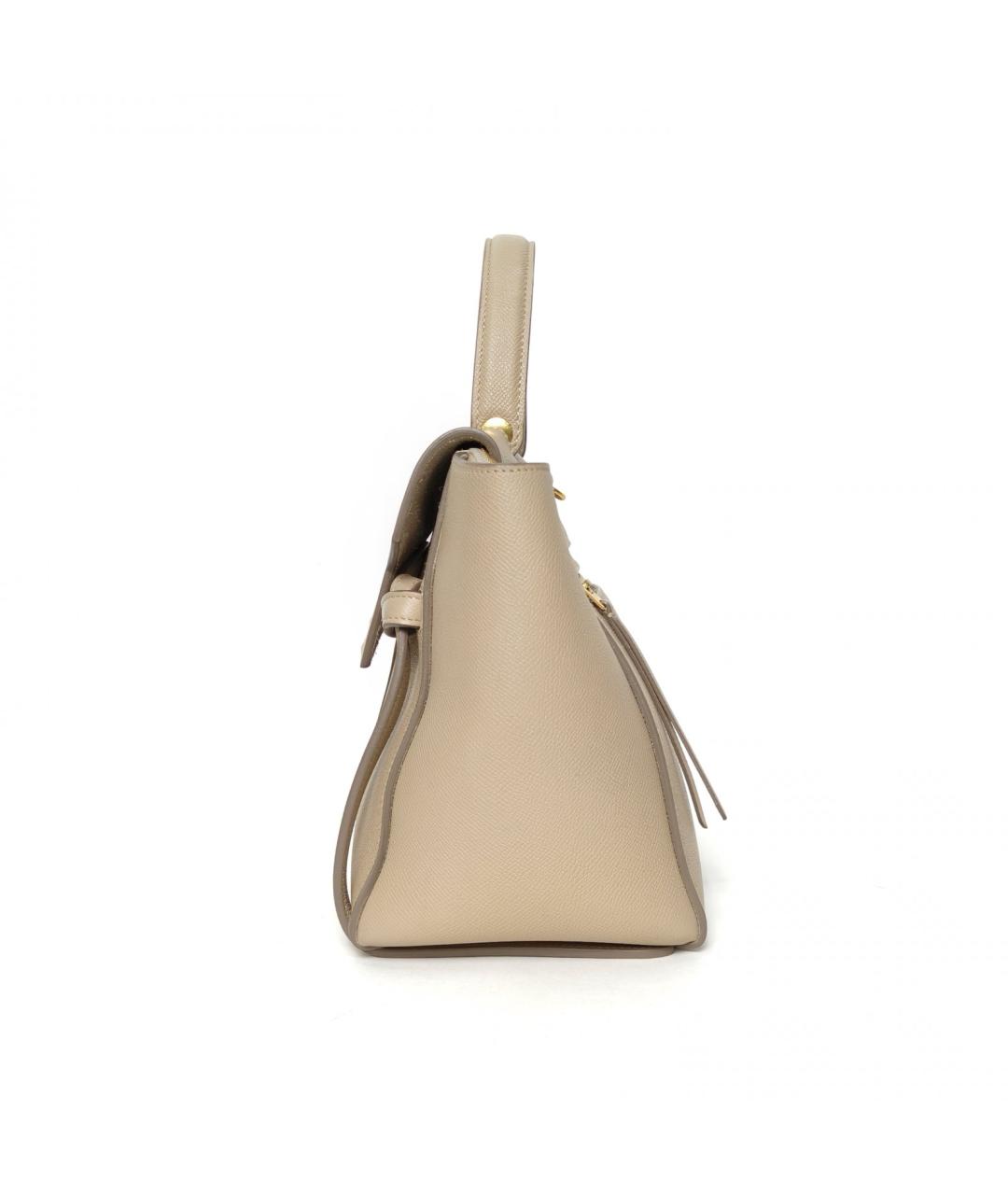 CELINE Бежевая кожаная сумка с короткими ручками, фото 3