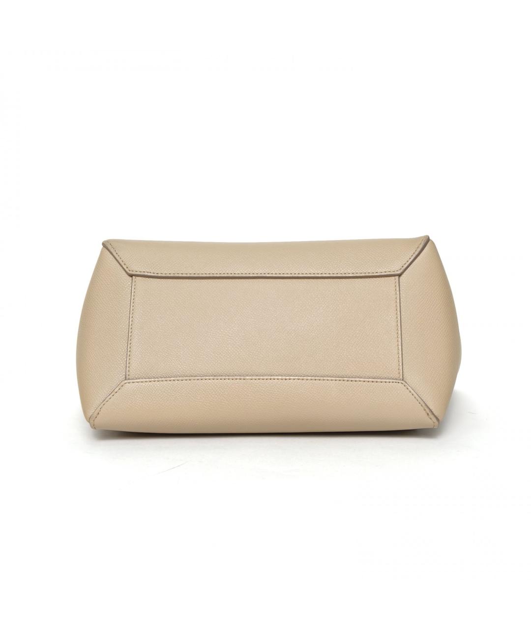 CELINE Бежевая кожаная сумка с короткими ручками, фото 6