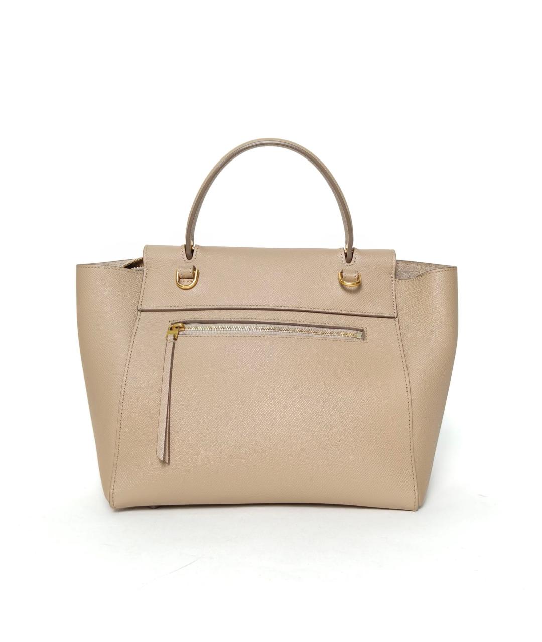 CELINE Бежевая кожаная сумка с короткими ручками, фото 4