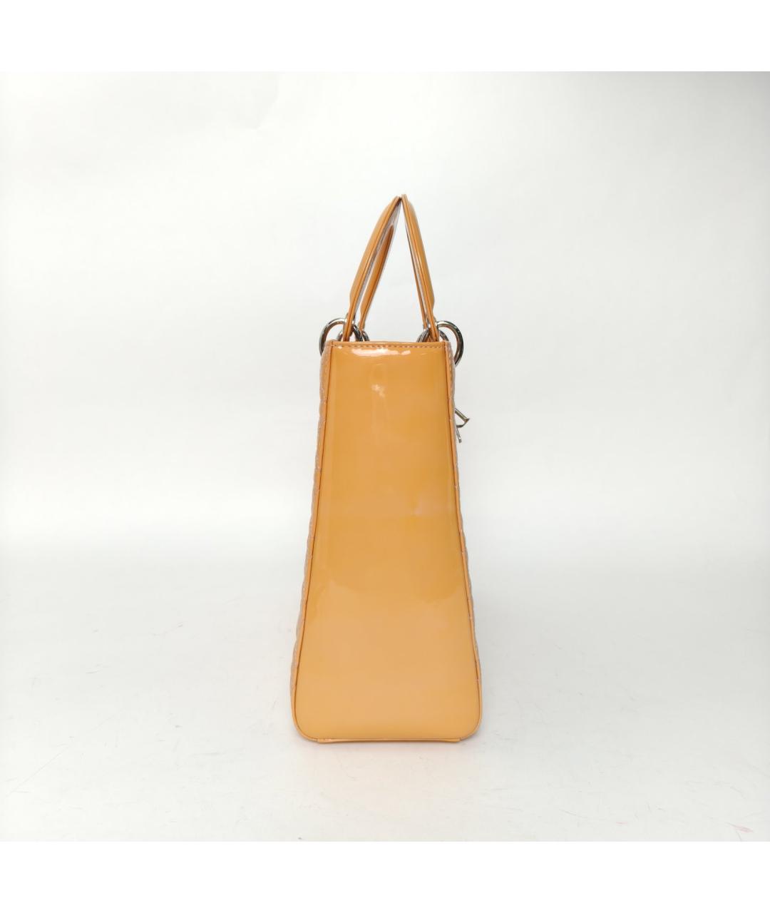 CHRISTIAN DIOR Желтая сумка с короткими ручками из лакированной кожи, фото 5