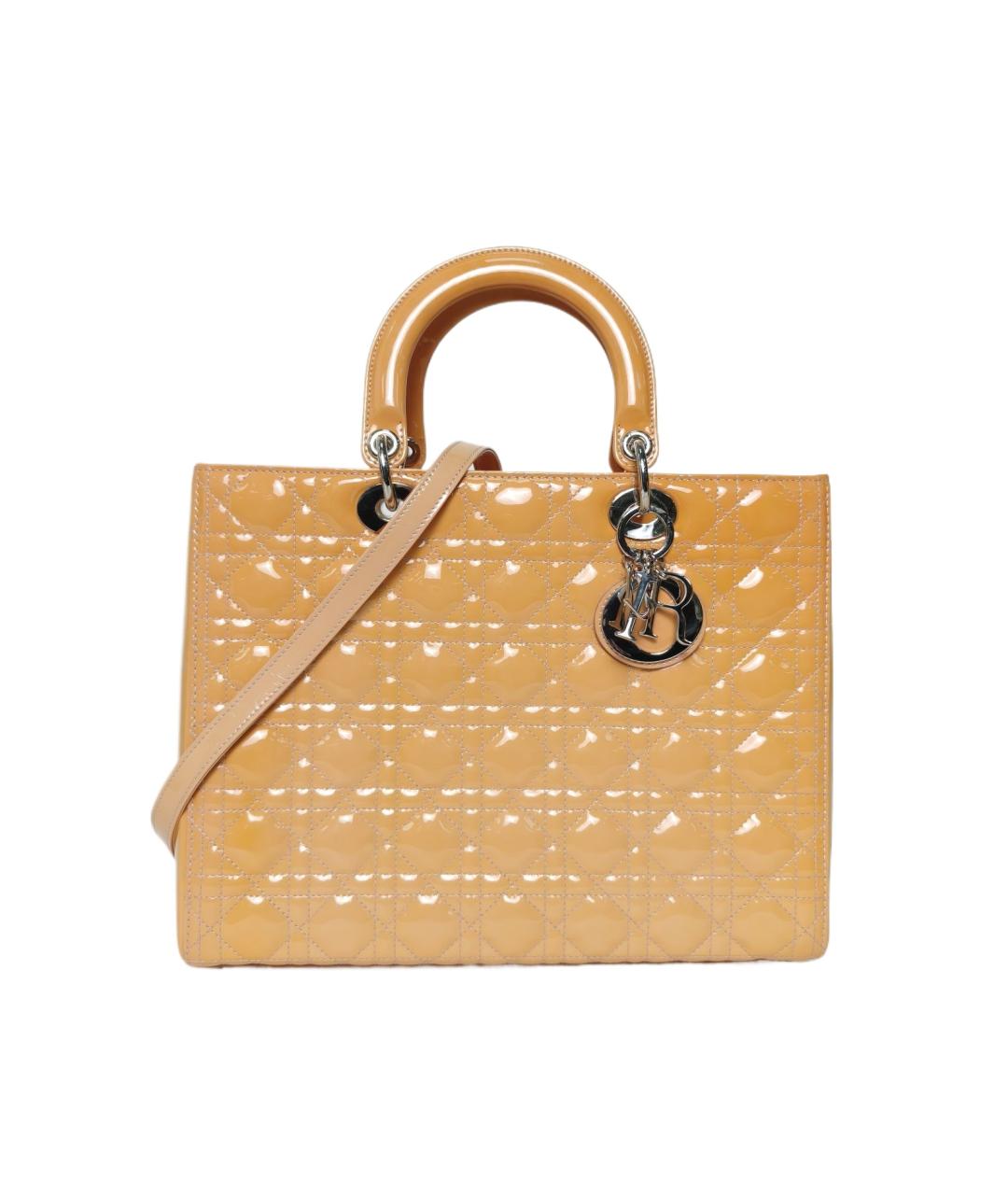 CHRISTIAN DIOR Желтая сумка с короткими ручками из лакированной кожи, фото 10