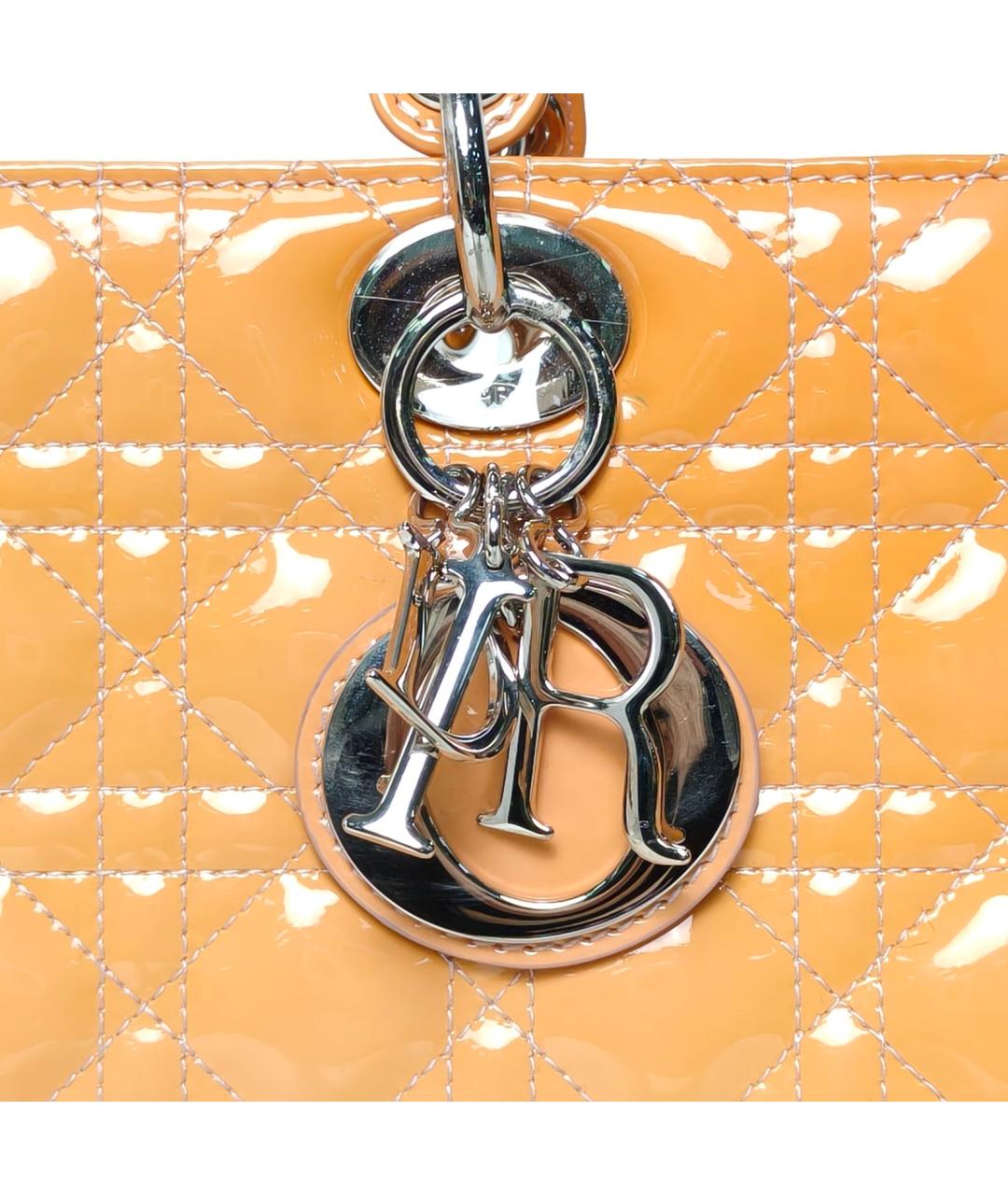 CHRISTIAN DIOR Желтая сумка с короткими ручками из лакированной кожи, фото 7